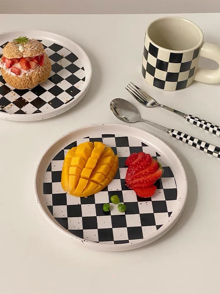 Modern Checkered Flatware Cutlery Set