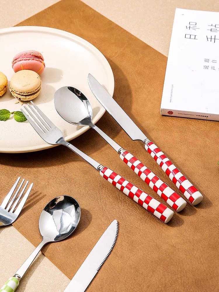Modern Checkered Flatware Cutlery Set