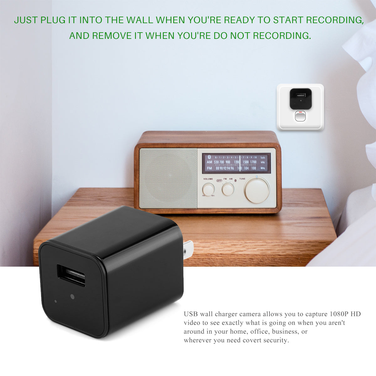 Hidden Camera USB Charger Home Security