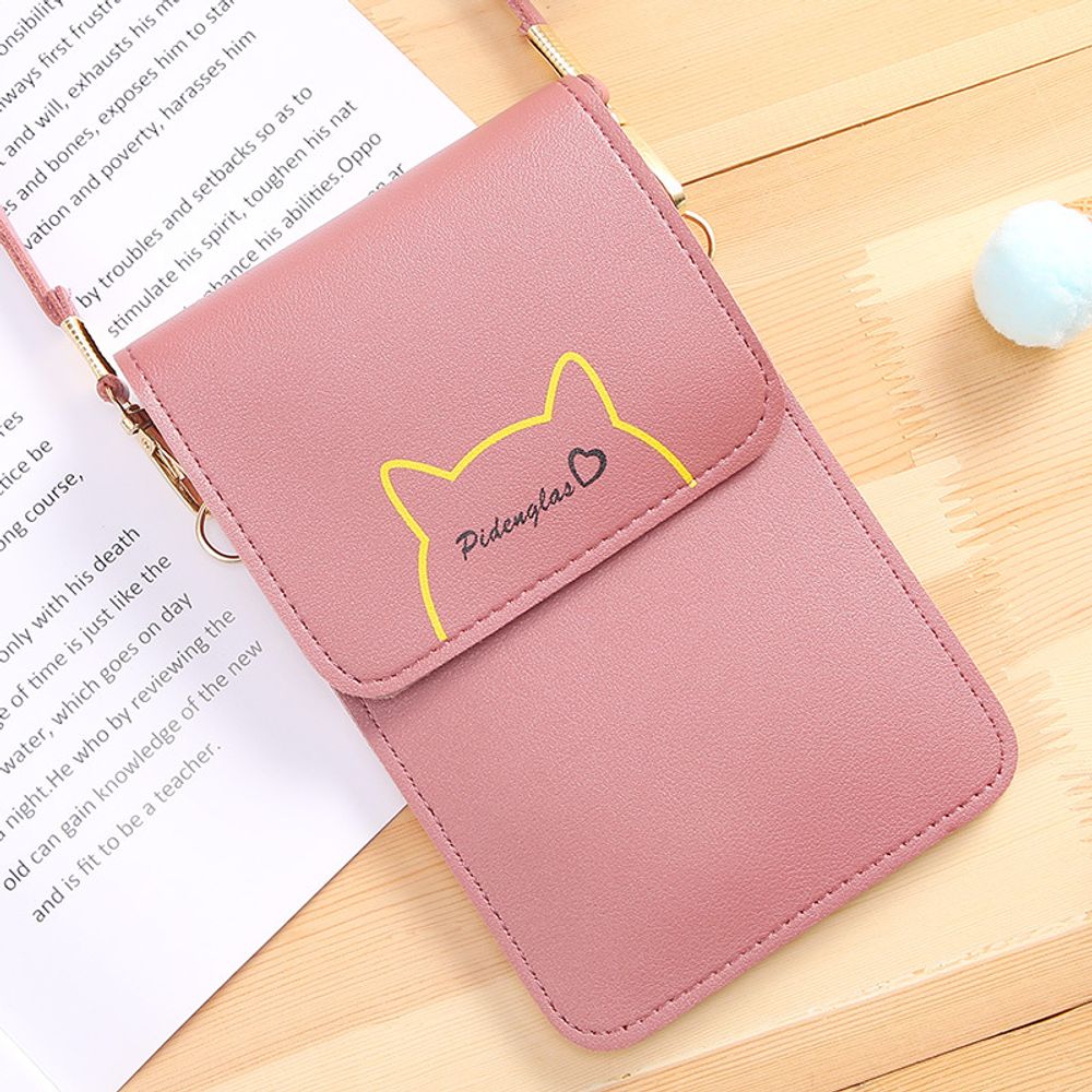 Ladies Touch Screen Phone Wallet PU Leather Shoulder Strap