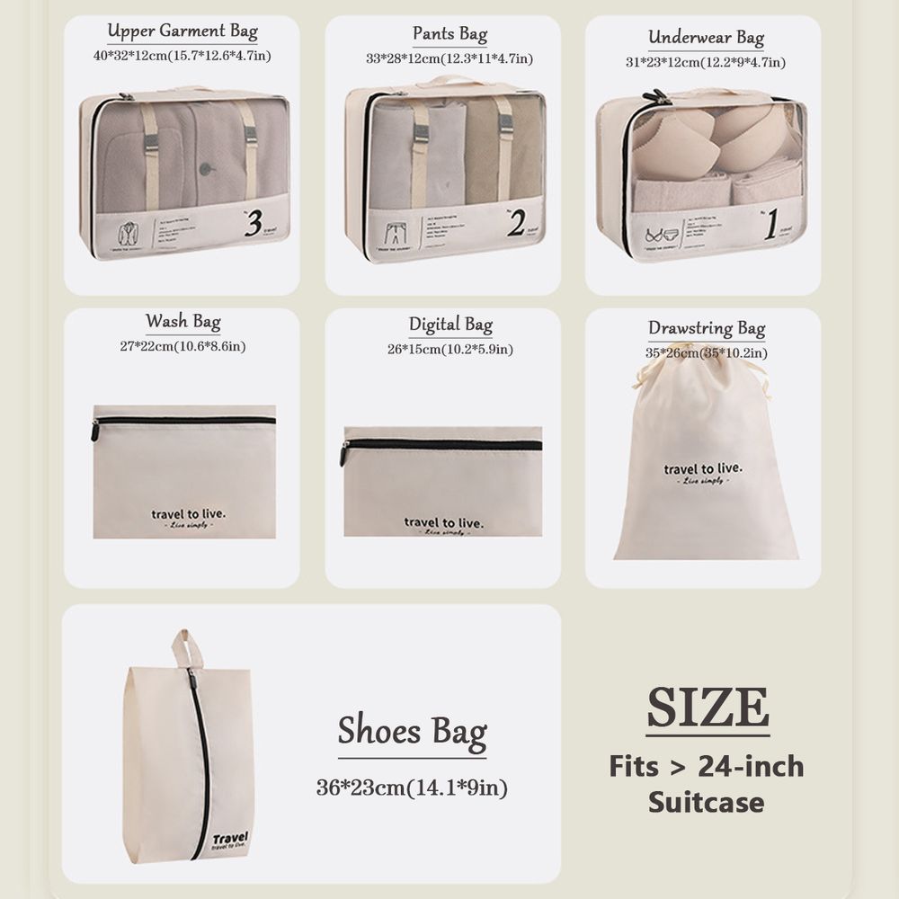 7Pcs Trendy Portable Travel Clothes Organizer