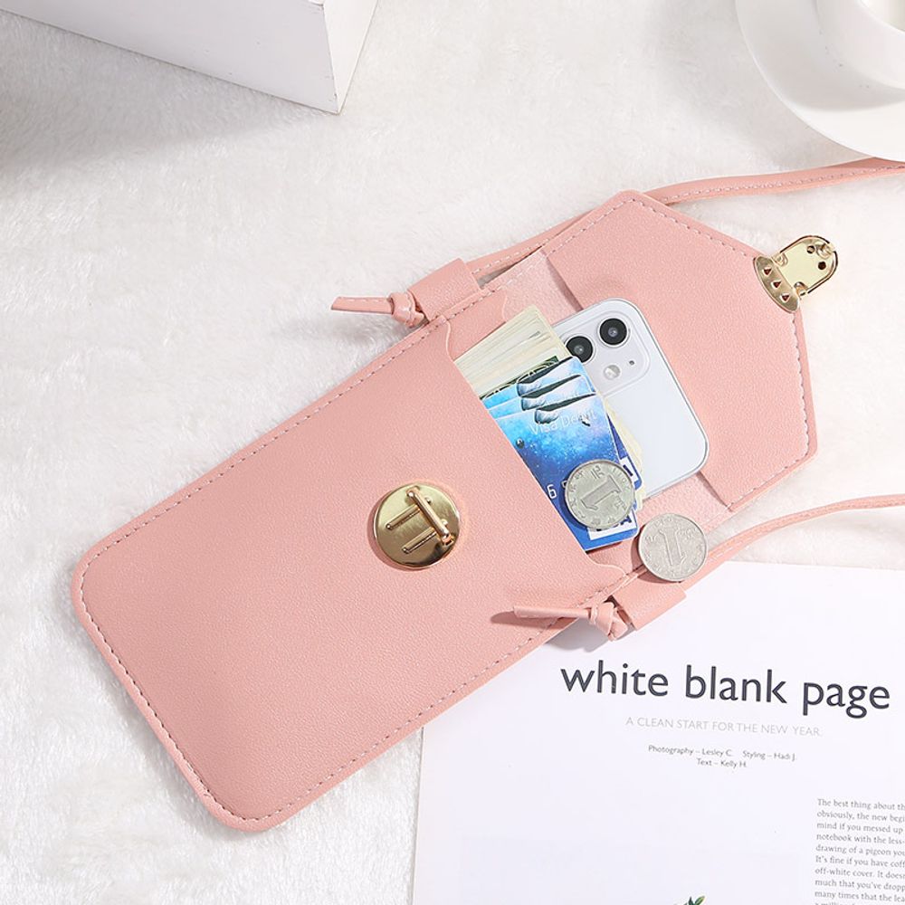 Ladies Touch Screen Phone Wallet PU Leather Shoulder Strap