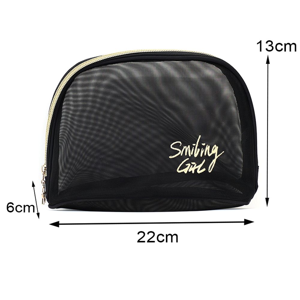 Double-layers Black Mesh Cosmetic Bag/Travel Makeup Case Organizer