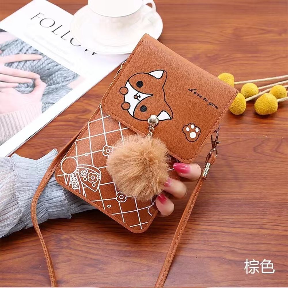 Ladies Touch Screen Phone Wallet PU Leather Shoulder Strap
