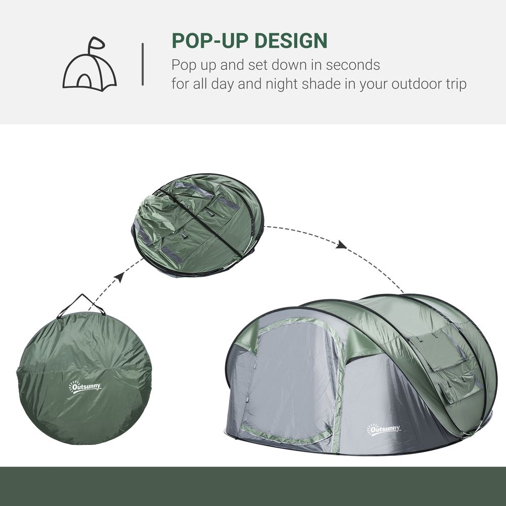 Camping Tent Dome Tent Pop-up Design with 4 Windows for 4-5 Person