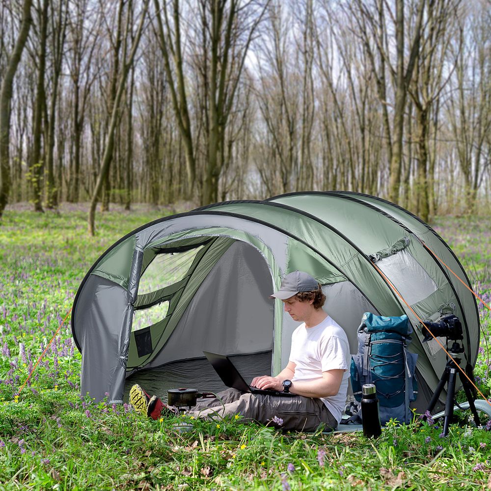 Camping Tent Dome Tent Pop-up Design with 4 Windows for 4-5 Person