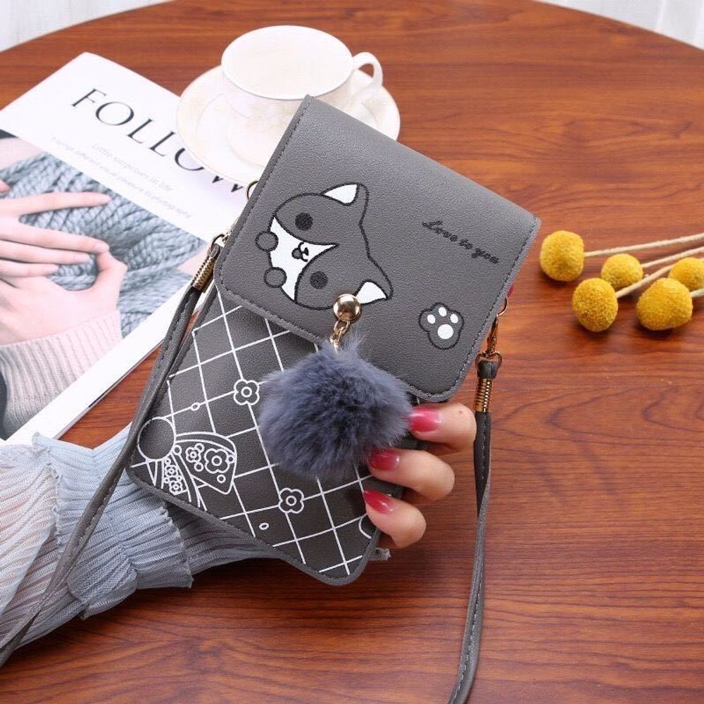 Ladies Touch Screen Phone Wallet PU Leather Shoulder Strap