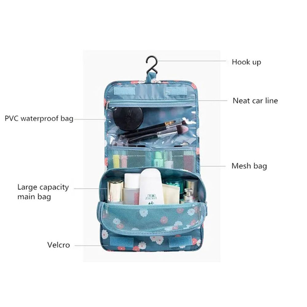 Ultimate Waterproof Travel Cosmetic Bag - Stylish Organizer with Hook