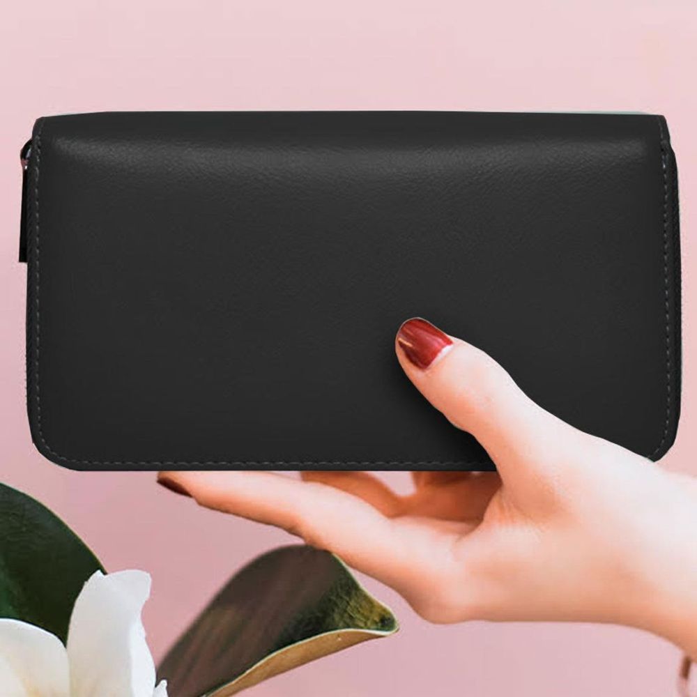 Travel Wallet with RFID - Black Flow Leather