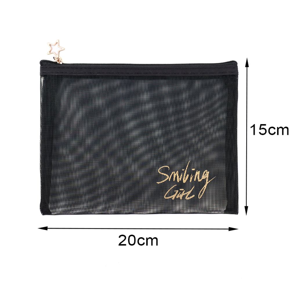 Double-layers Black Mesh Cosmetic Bag/Travel Makeup Case Organizer