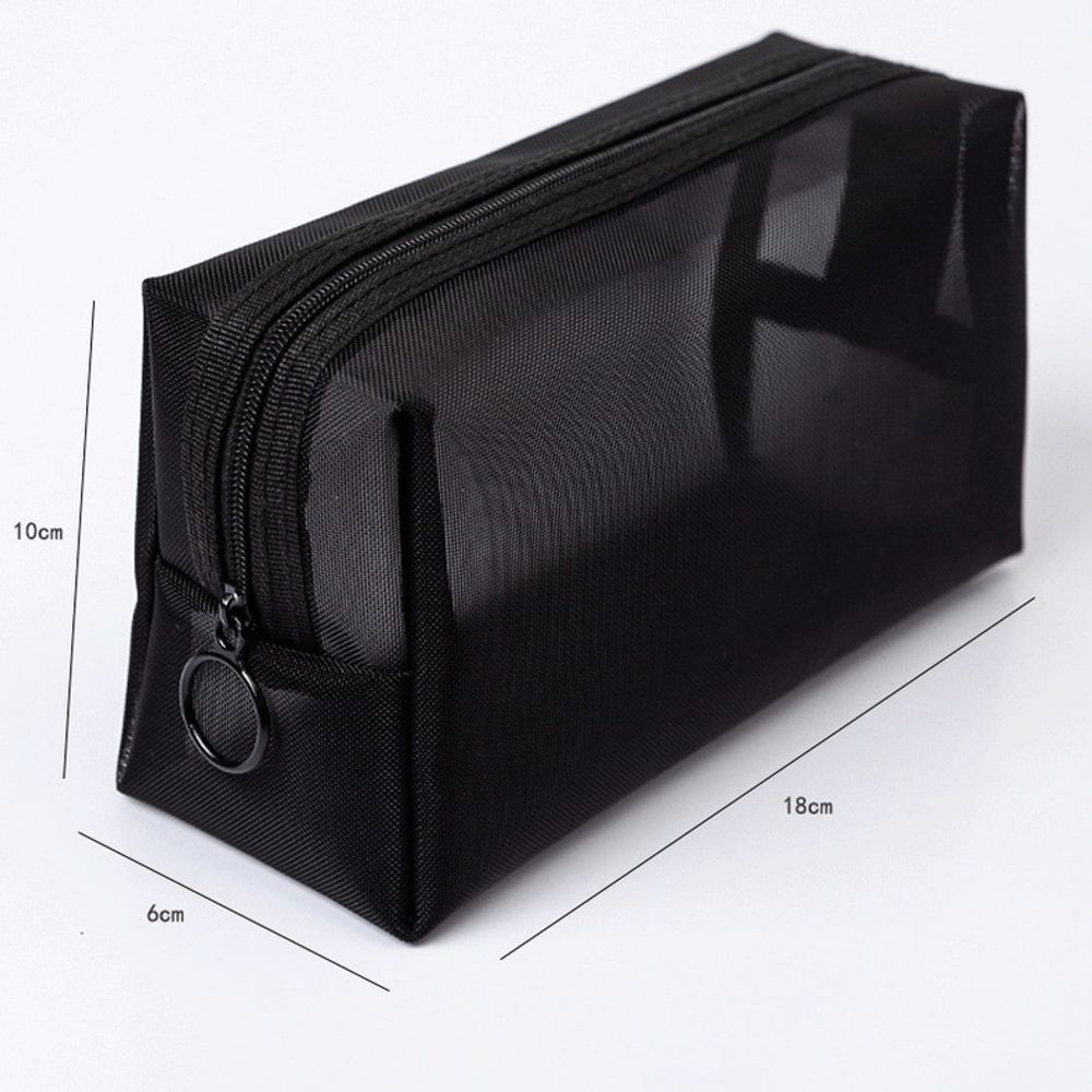 Double-layers Black Mesh Cosmetic Bag/Travel Makeup Case Organizer