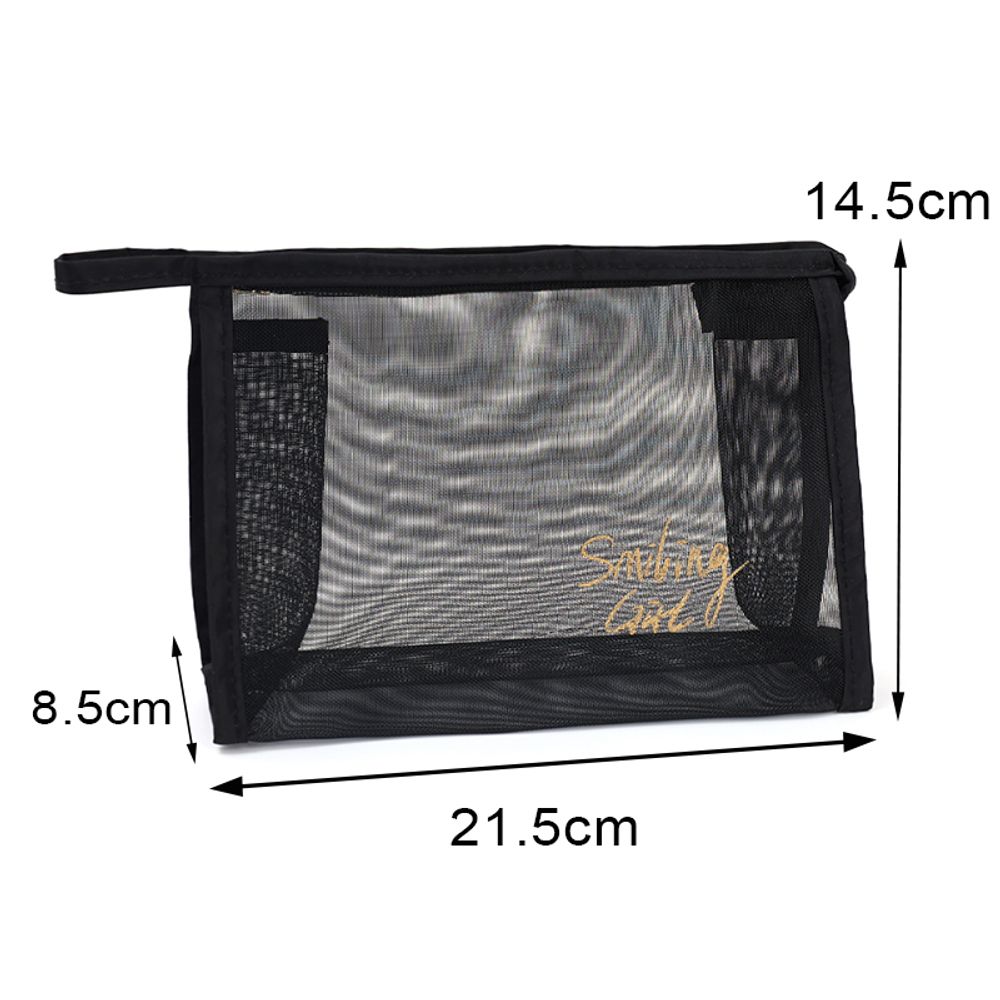 Double-layers Black Mesh Cosmetic Bag/Travel Makeup Case Organizer