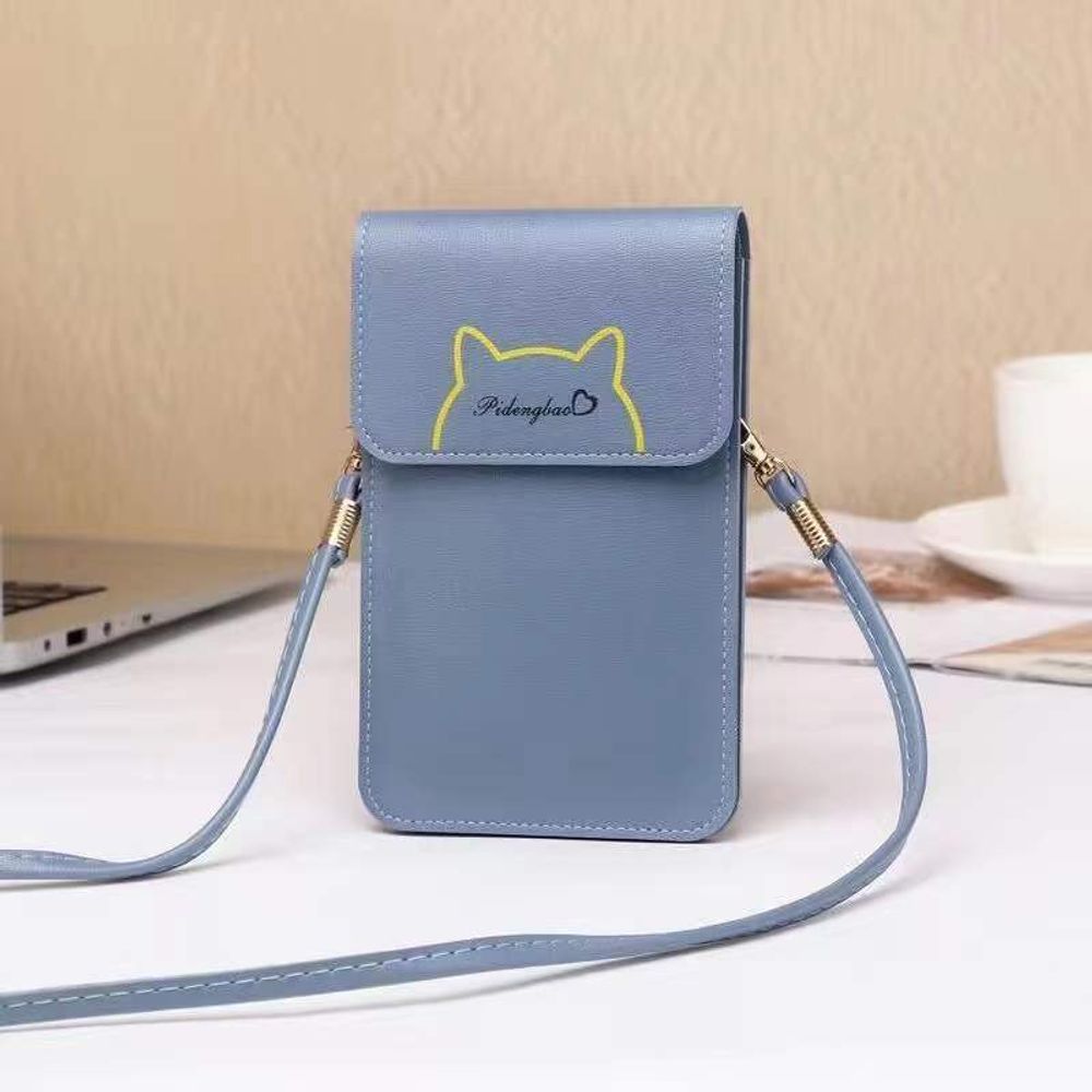 Ladies Touch Screen Phone Wallet PU Leather Shoulder Strap