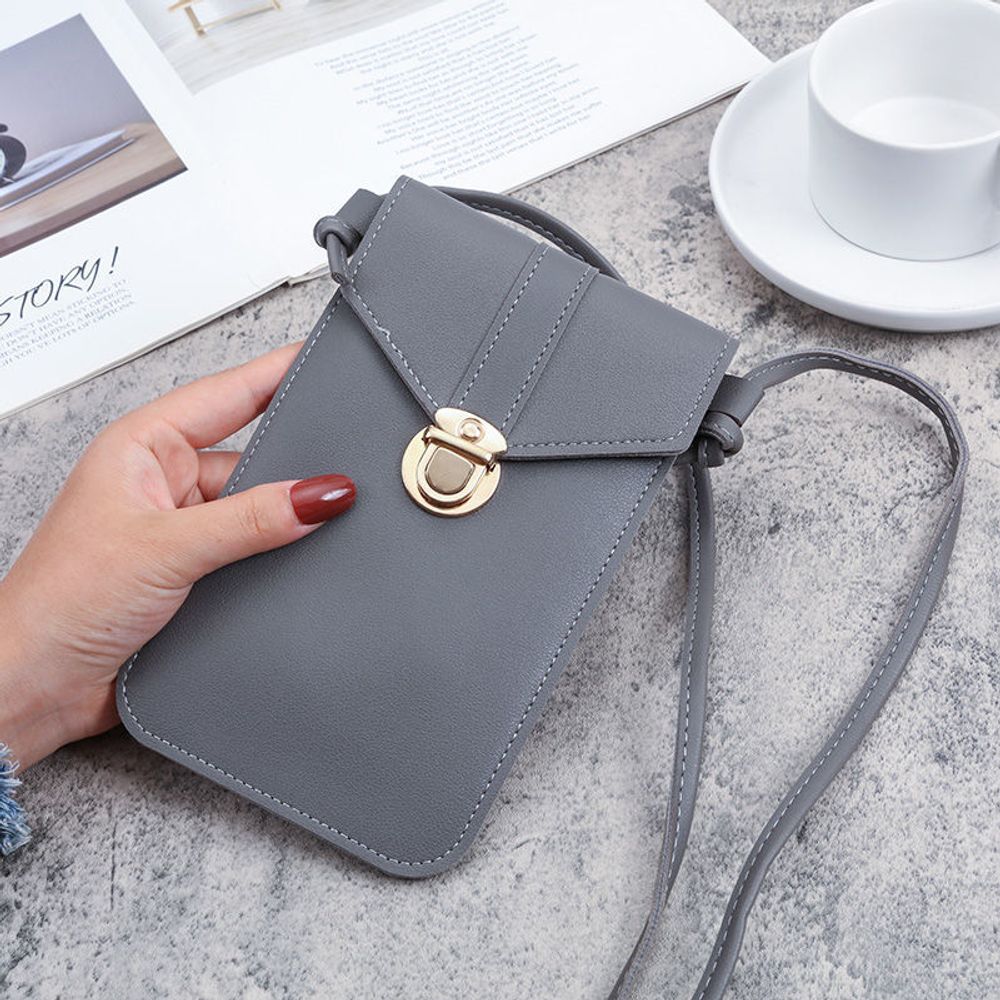 Ladies Touch Screen Phone Wallet PU Leather Shoulder Strap