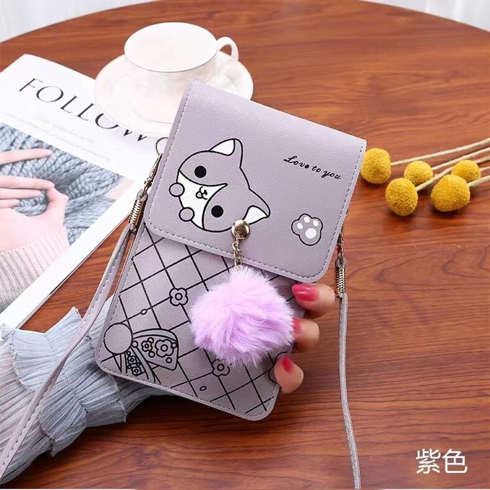Ladies Touch Screen Phone Wallet PU Leather Shoulder Strap