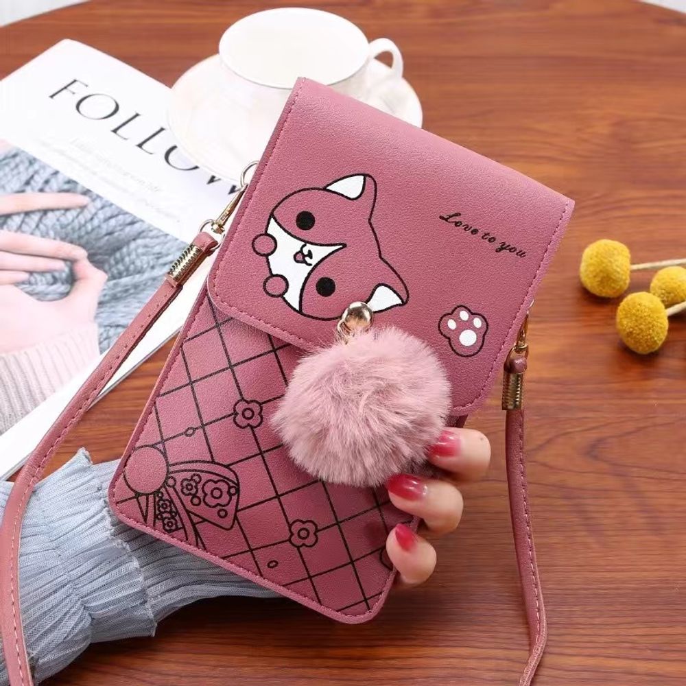 Ladies Touch Screen Phone Wallet PU Leather Shoulder Strap