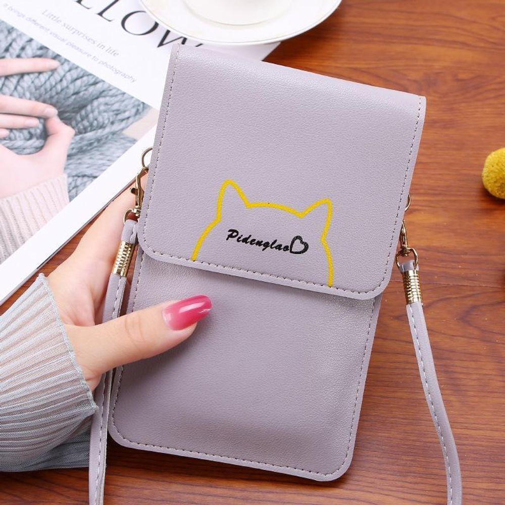 Ladies Touch Screen Phone Wallet PU Leather Shoulder Strap