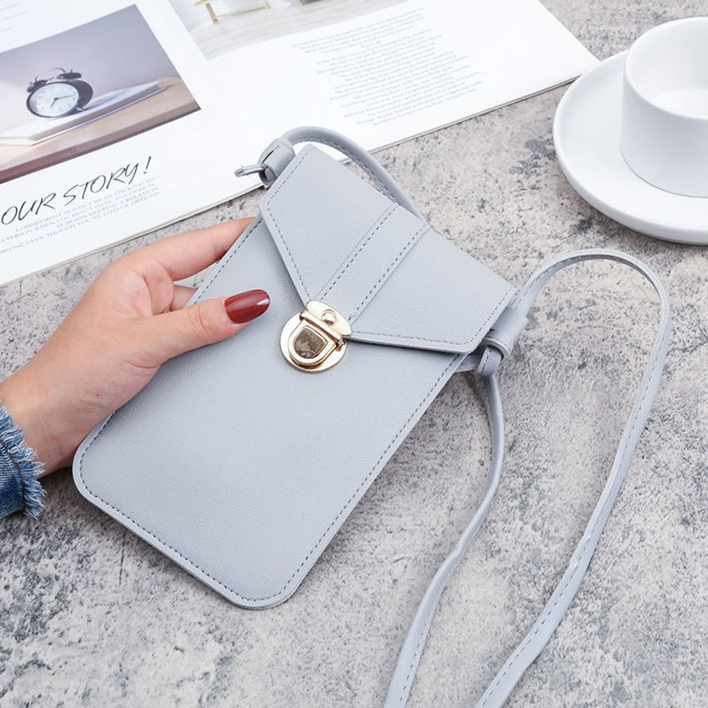 Ladies Touch Screen Phone Wallet PU Leather Shoulder Strap