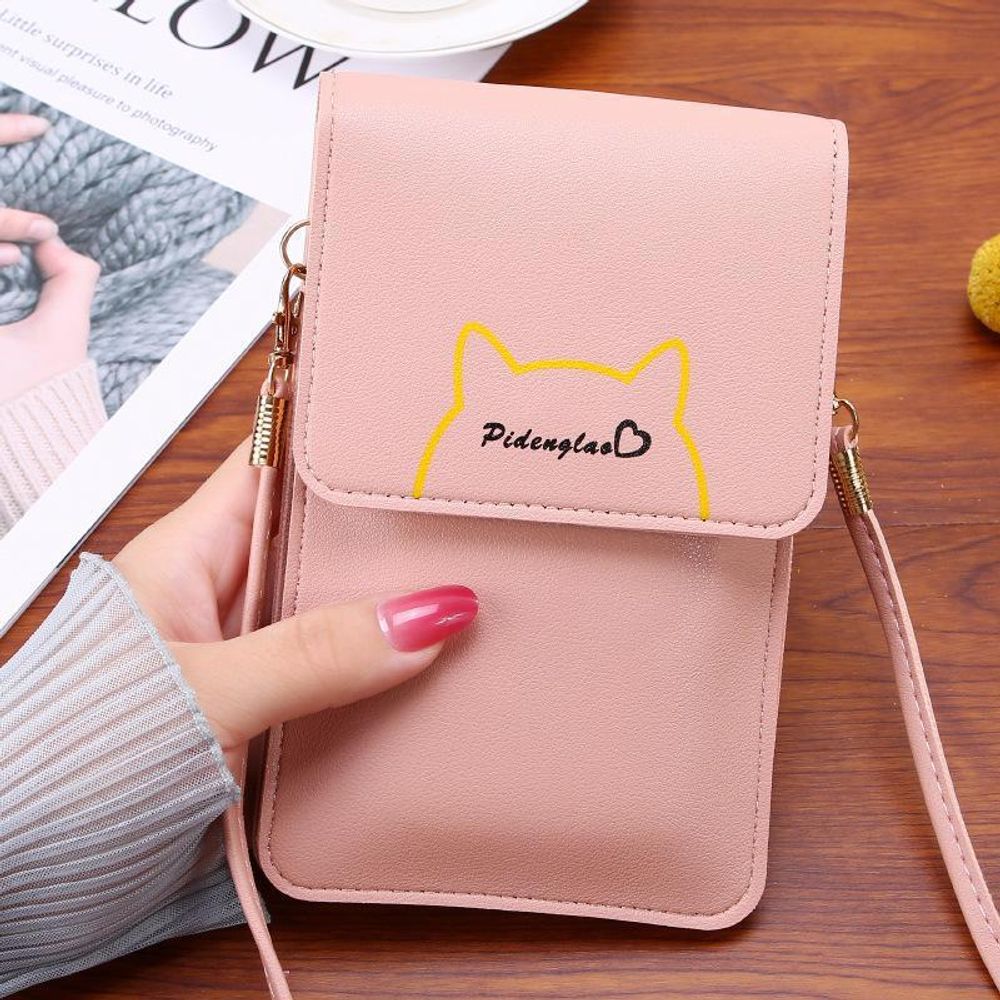 Ladies Touch Screen Phone Wallet PU Leather Shoulder Strap