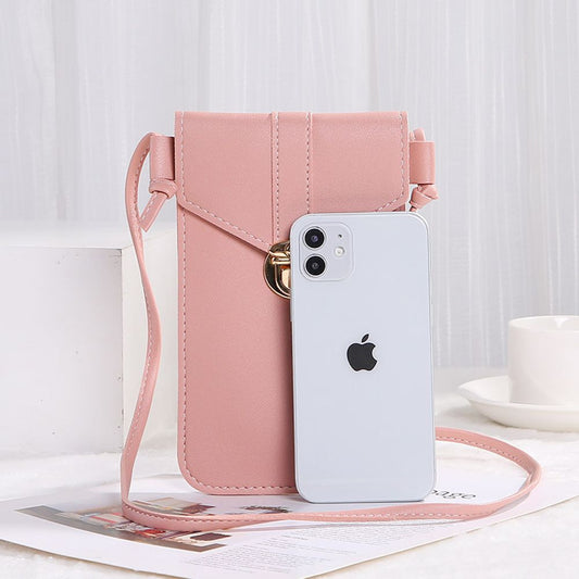 Ladies Touch Screen Phone  Wallet PU Leather Shoulder Strap