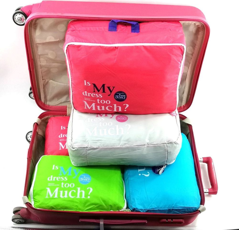5PC Travel Essential  Luggage Organizer Blue