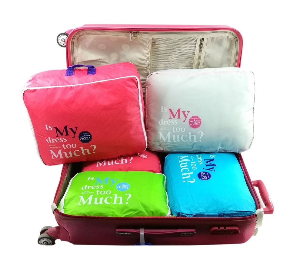5PC Travel Essential  Luggage Organizer Blue