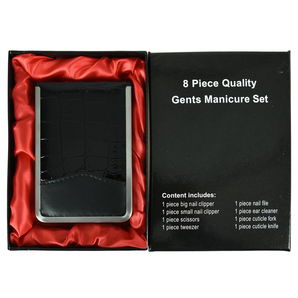 8pc Gents Manicure Set in Leather Wallet