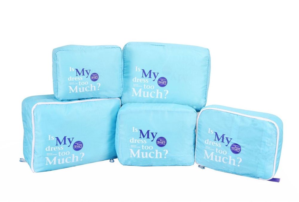 5PC Travel Essential  Luggage Organizer Blue